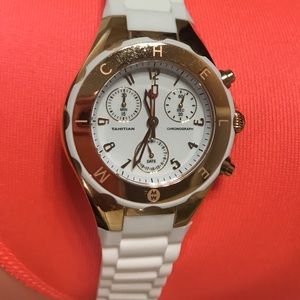 White and Gold Michele Jelly Bean Watch